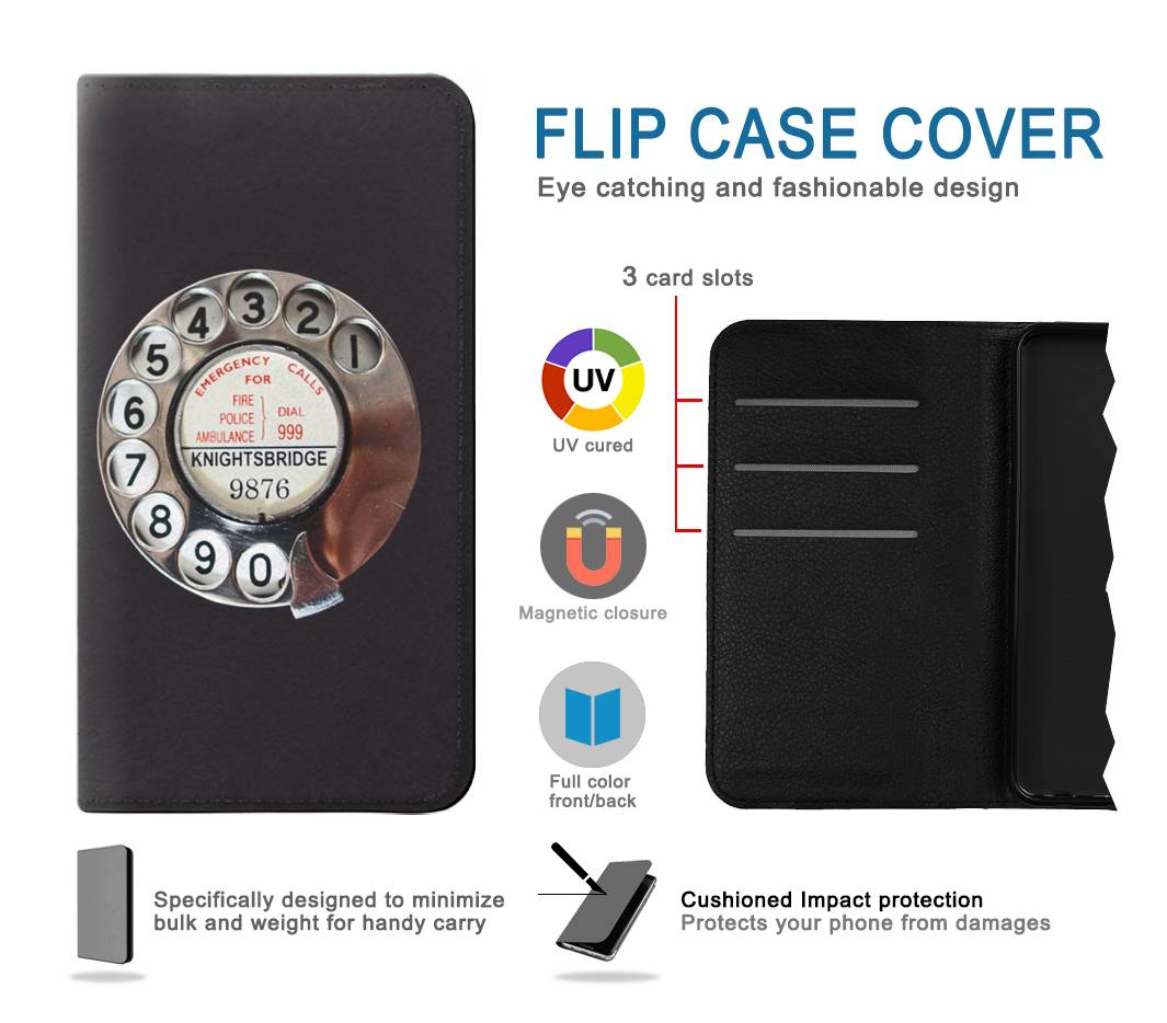Flip case Google Pixel 6a Retro Rotary Phone Dial On