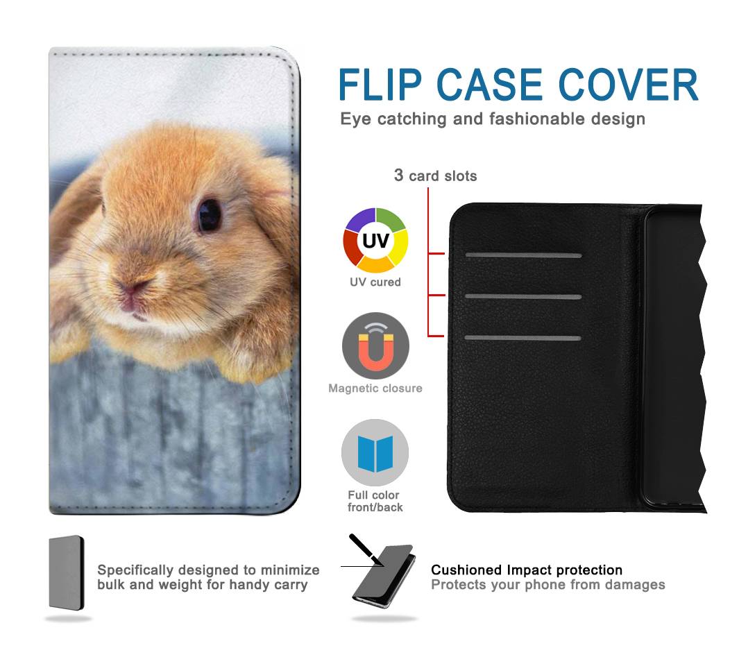 Flip case iPhone 7, 8, SE (2020), SE2 Cute Rabbit