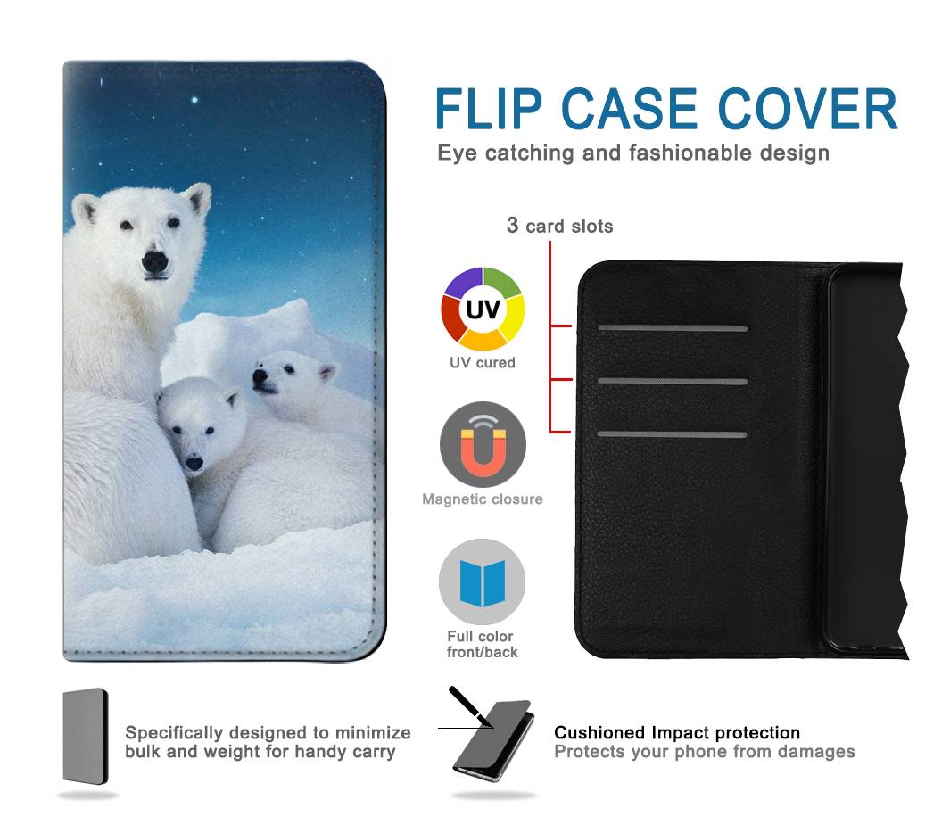 Flip case Samsung Galaxy A22 5G Polar Bear Family Arctic