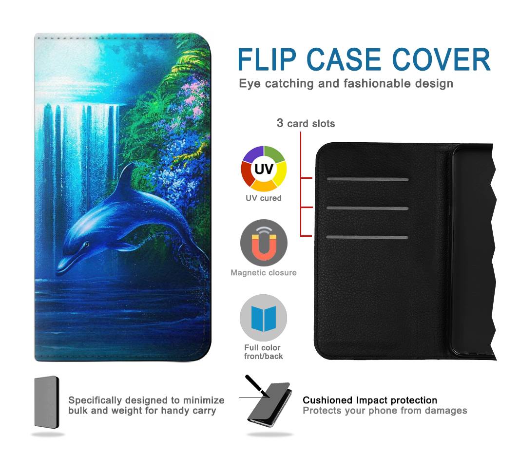 Flip case iPhone 7, 8, SE (2020), SE2 Dolphin