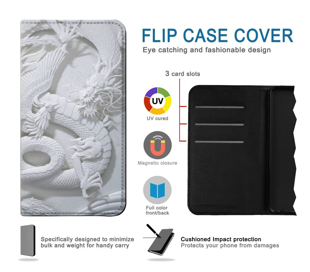 Flip case iPhone 7, 8, SE (2020), SE2 Dragon Carving