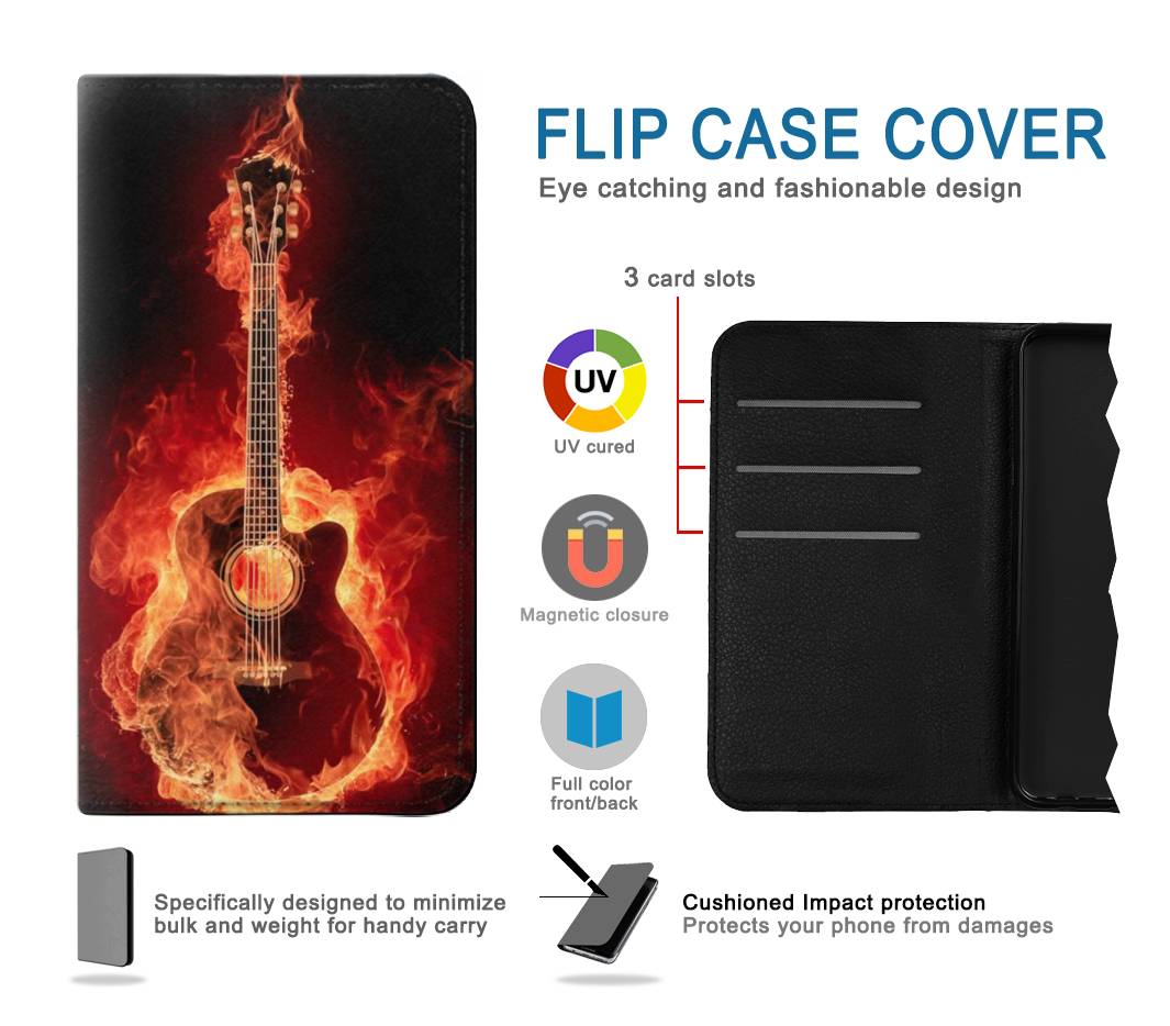 Flip case Samsung Galaxy A22 5G Fire Guitar Burn
