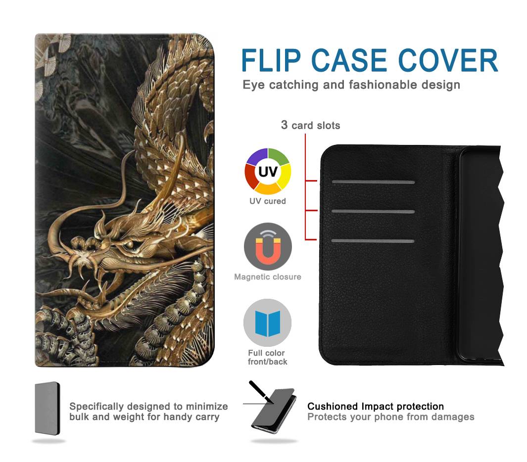 Flip case Samsung Galaxy A42 5G Gold Dragon