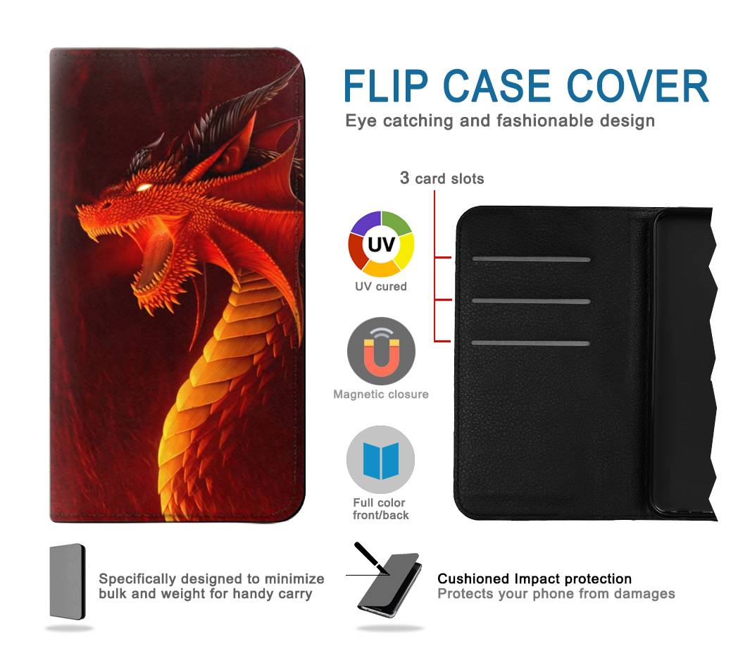 Flip case iPhone 7, 8, SE (2020), SE2 Red Dragon