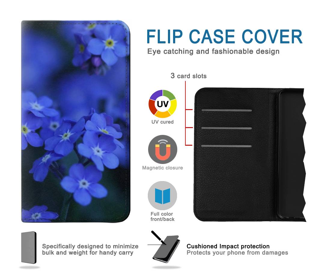 Flip case iPhone 7, 8, SE (2020), SE2 Forget me not