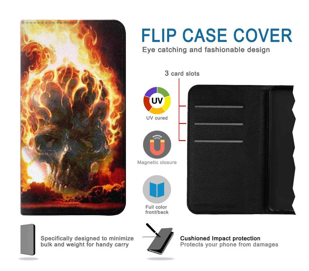 Flip case iPhone 7, 8, SE (2020), SE2 Hell Fire Skull