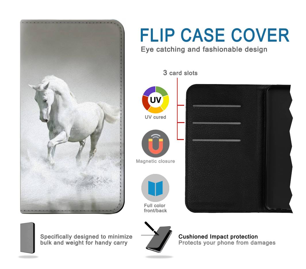 Flip case Samsung Galaxy A13 4G White Horse