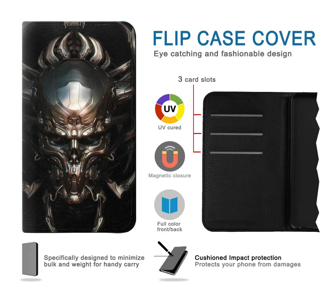 Flip case iPhone 7, 8, SE (2020), SE2 Hardcore Insanity Metal Skull