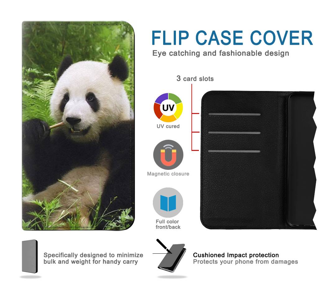 Flip case Samsung Galaxy A22 5G Panda Enjoy Eating