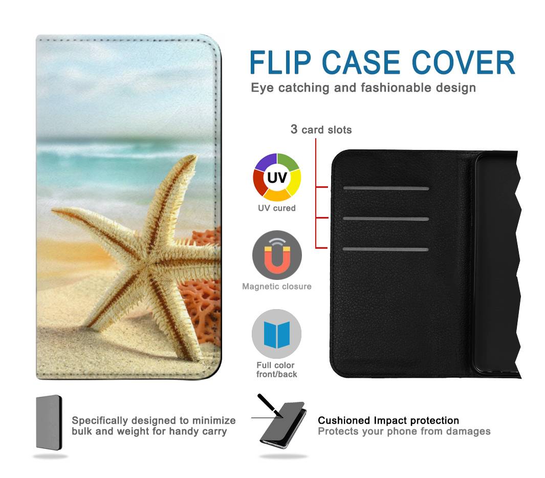 Flip case Samsung Galaxy A22 5G Starfish on the Beach