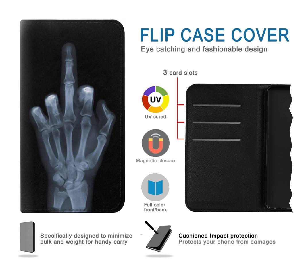 Flip case iPhone 7, 8, SE (2020), SE2 X-ray Hand Middle Finger