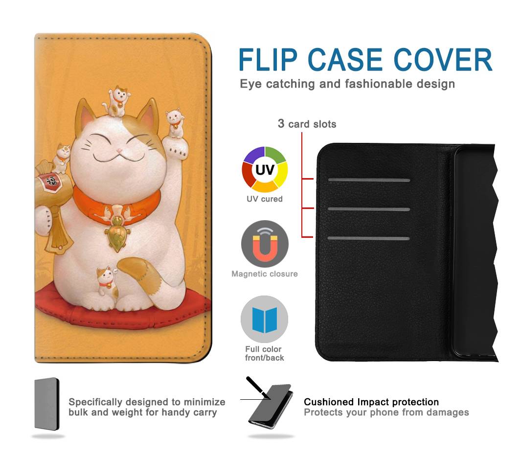 Flip case iPhone 7, 8, SE (2020), SE2 Maneki Neko Lucky Cat