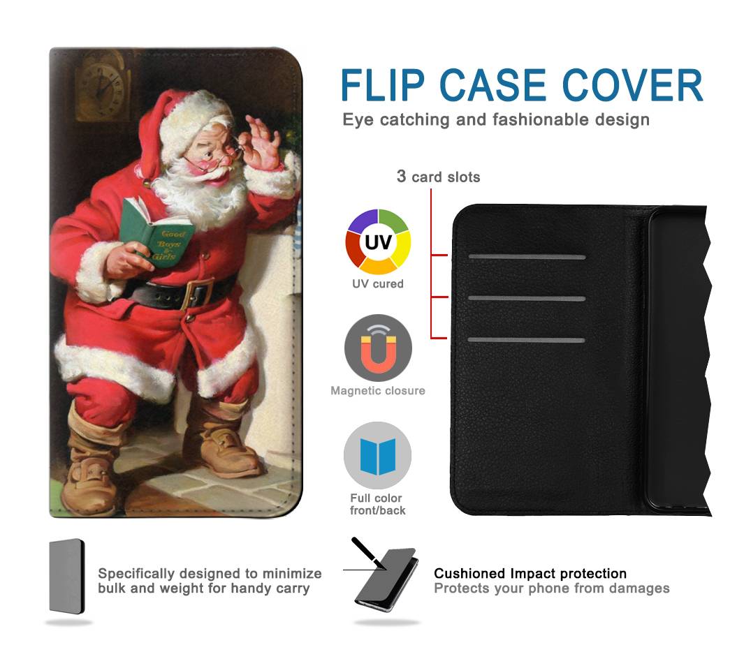 Flip case Motorola Moto G Stylus (2021), G Stylus 5G, G Stylus 5G (2022) Santa Claus Merry Xmas