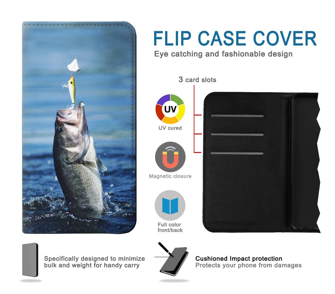 Flip case iPhone 7, 8, SE (2020), SE2 Bass Fishing