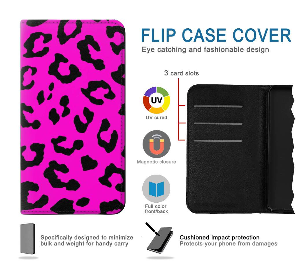 Flip case iPhone 7, 8, SE (2020), SE2 Pink Leopard Pattern