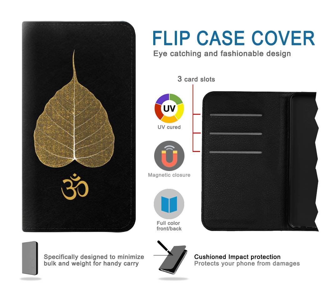 Flip case Samsung Galaxy A53 5G Gold Leaf Buddhist Om Symbol