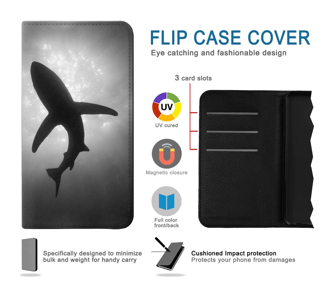 Flip case Google Pixel 6 Shark Monochrome