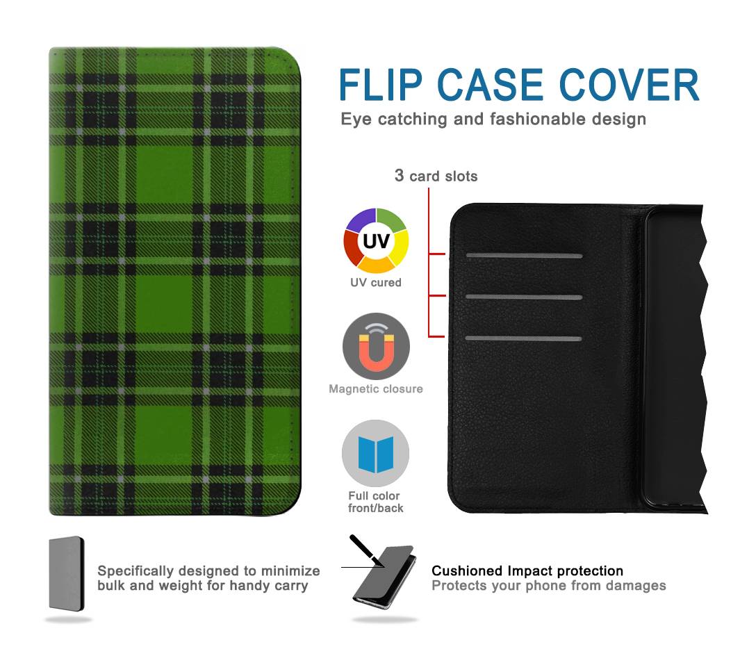 Flip case Samsung Galaxy A22 5G Tartan Green Pattern