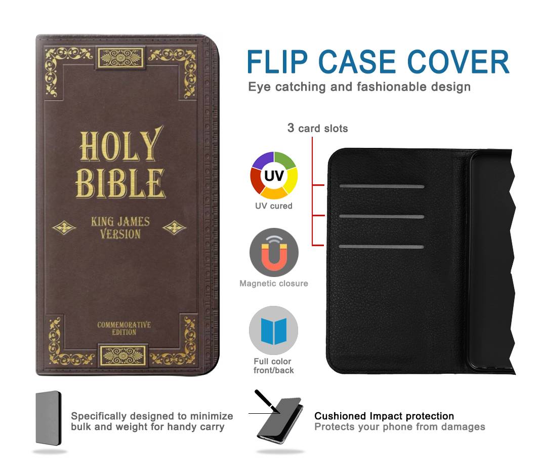 Flip case Samsung Galaxy A13 4G Holy Bible Cover King James Version