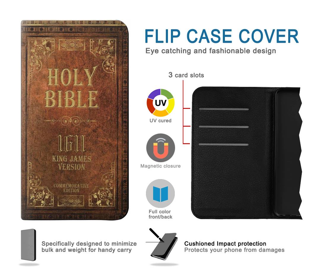 Flip case Samsung Galaxy A13 4G Holy Bible 1611 King James Version