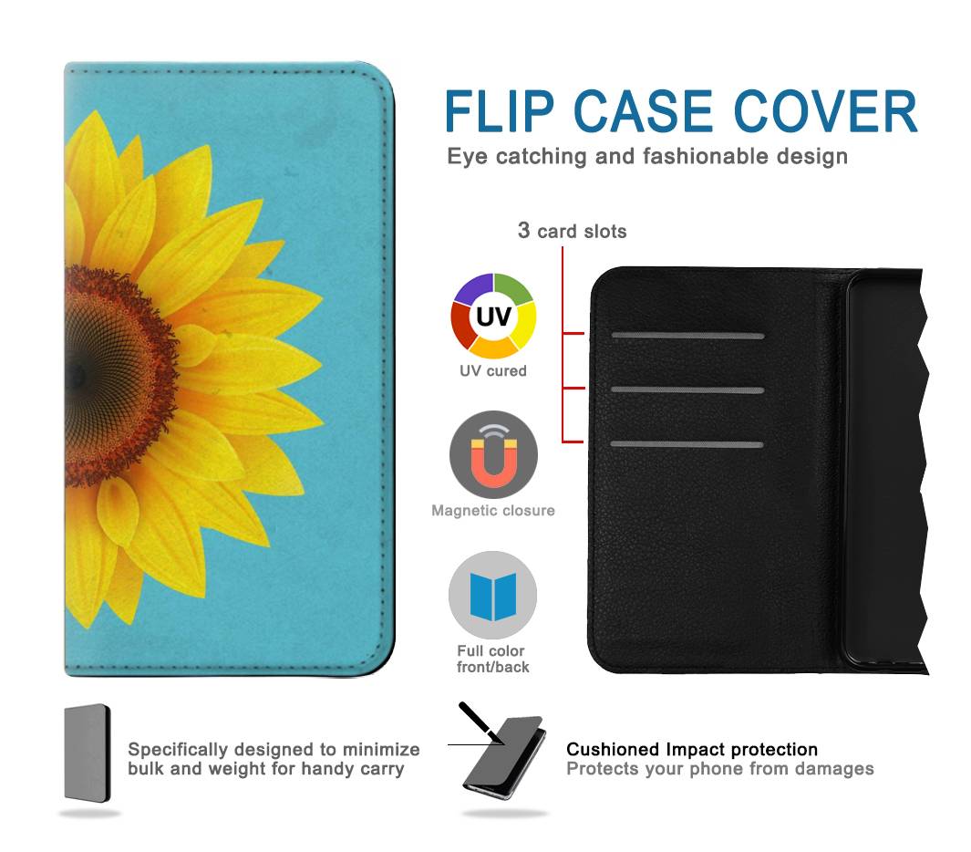 Flip case Motorola Moto G Stylus (2021), G Stylus 5G, G Stylus 5G (2022) Vintage Sunflower Blue