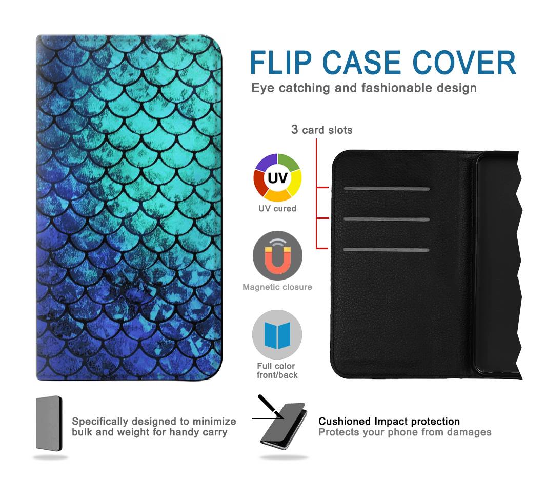 Flip case Samsung Galaxy A22 4G Green Mermaid Fish Scale