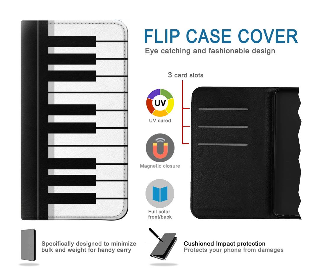 Flip case Samsung Galaxy A71 5G Black and White Piano Keyboard