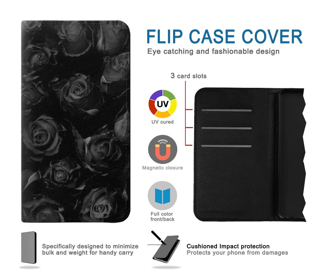 Flip case Samsung Galaxy A22 5G Black Roses