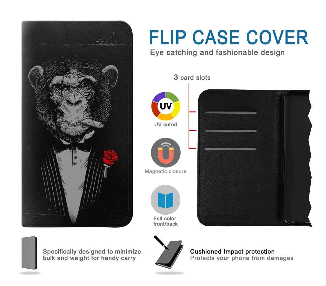 Flip case iPhone 7, 8, SE (2020), SE2 Funny Monkey God Father