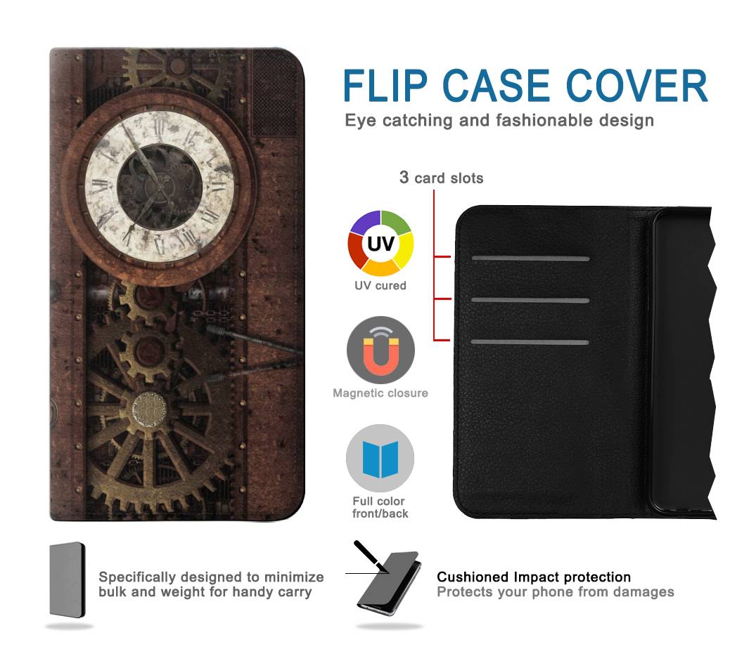 Flip case Samsung Galaxy A13 4G Steampunk Clock Gears