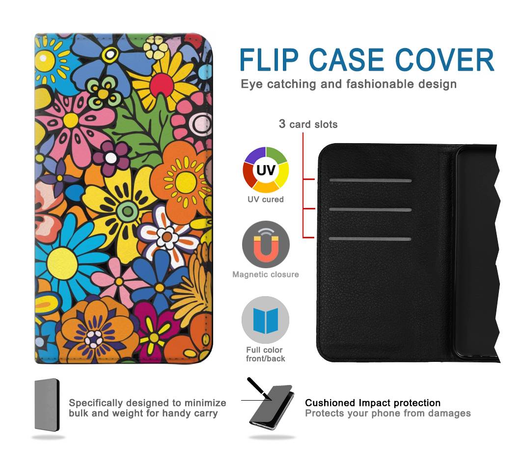 Flip case iPhone 7, 8, SE (2020), SE2 Colorful Flowers Pattern