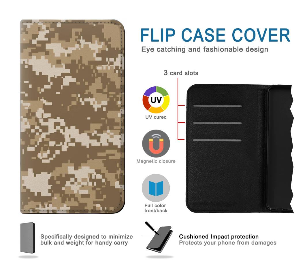 Flip case iPhone 7, 8, SE (2020), SE2 Army Camo Tan