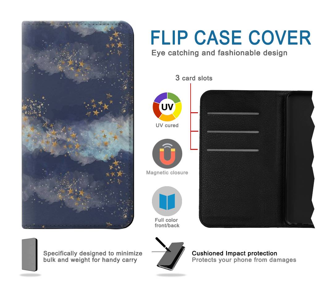 Flip case Samsung Galaxy A53 5G Gold Star Sky