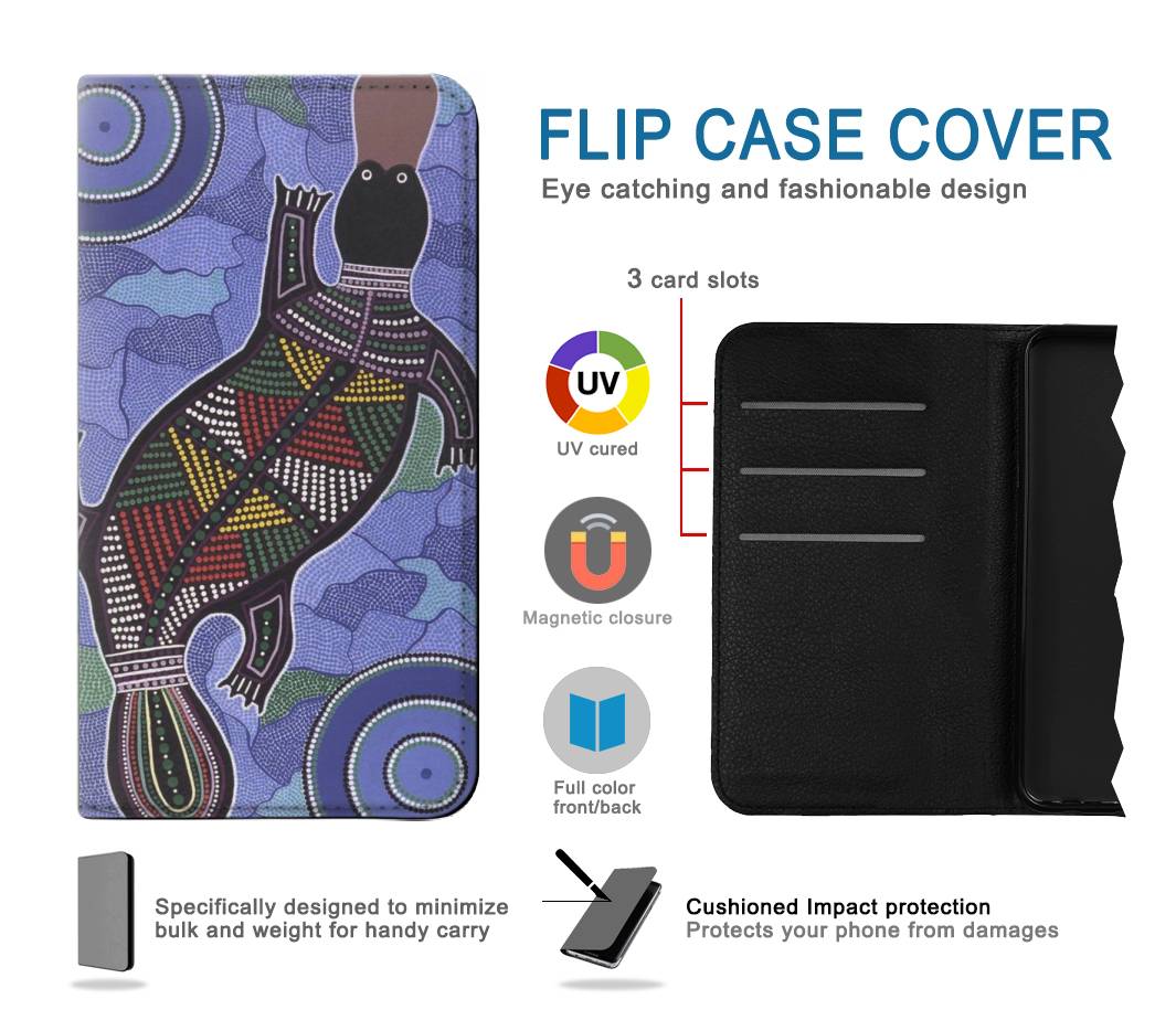 Flip case iPhone 7, 8, SE (2020), SE2 Platypus Australian Aboriginal Art