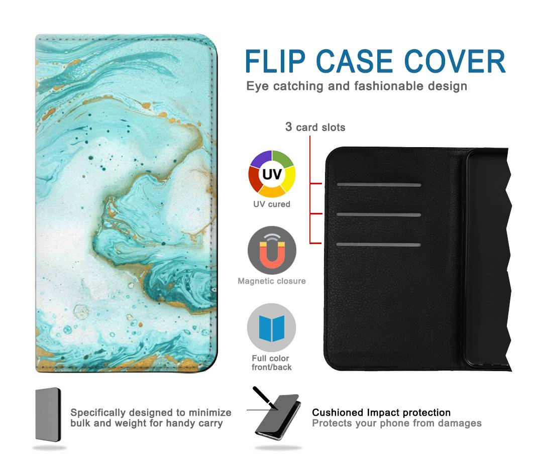 Flip case Samsung Galaxy A13 4G Green Marble Graphic Print