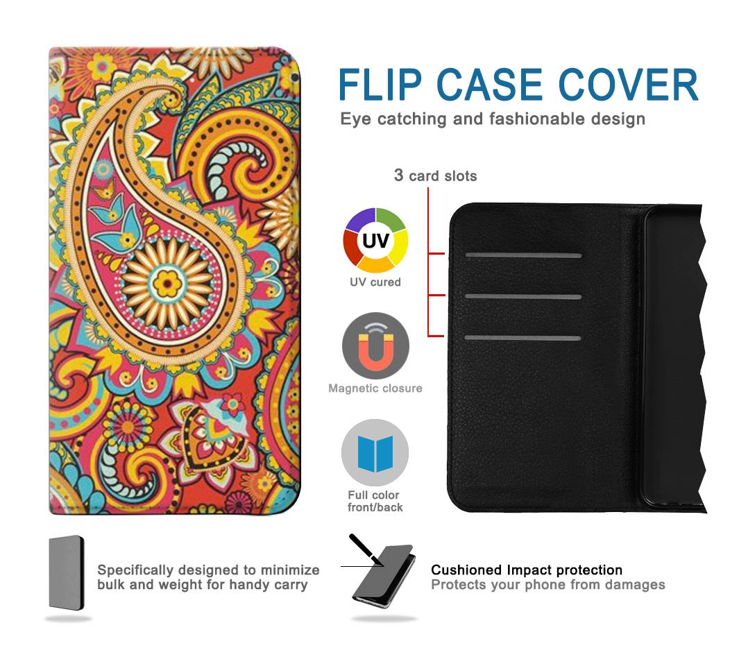 Flip case Samsung Galaxy A02s, M02s Floral Paisley Pattern Seamless