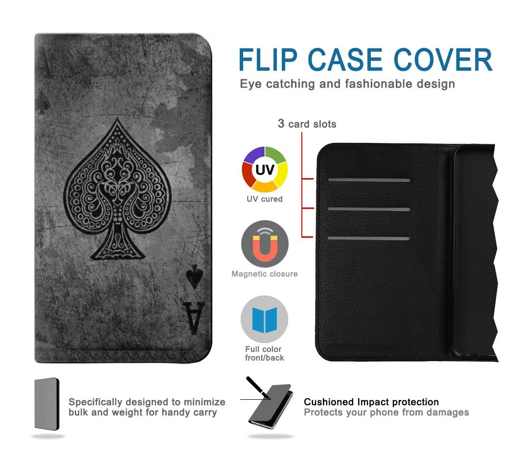 Flip case Samsung Galaxy A22 5G Black Ace Spade