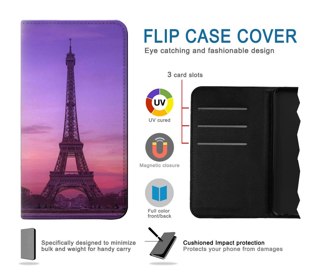 Flip case iPhone 7, 8, SE (2020), SE2 Eiffel Paris Sunset