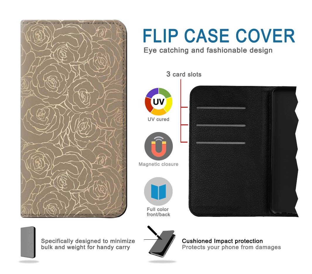 Flip case Samsung Galaxy A22 5G Gold Rose Pattern