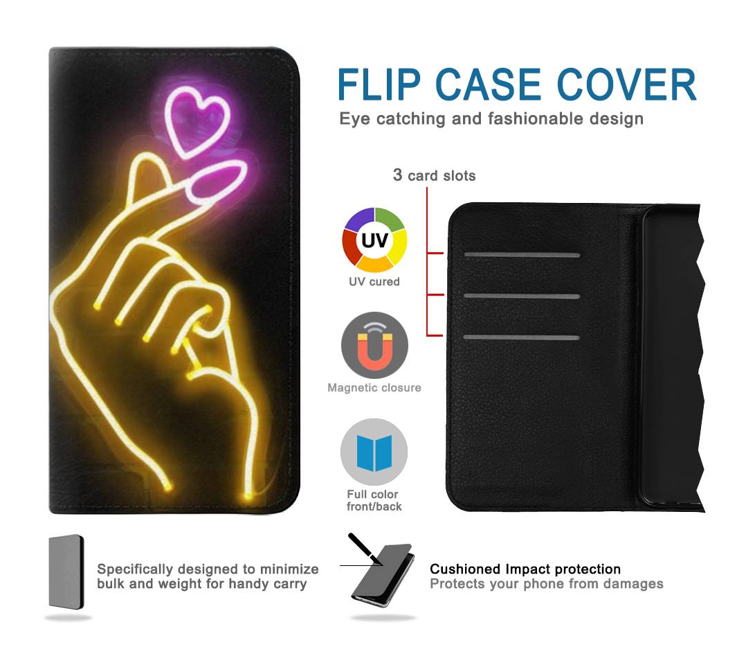 Flip case iPhone 7, 8, SE (2020), SE2 Cute Mini Heart Neon Graphic