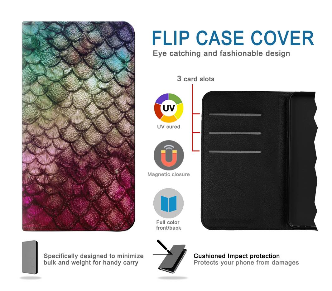 Flip case iPhone 7, 8, SE (2020), SE2 Mermaid Fish Scale
