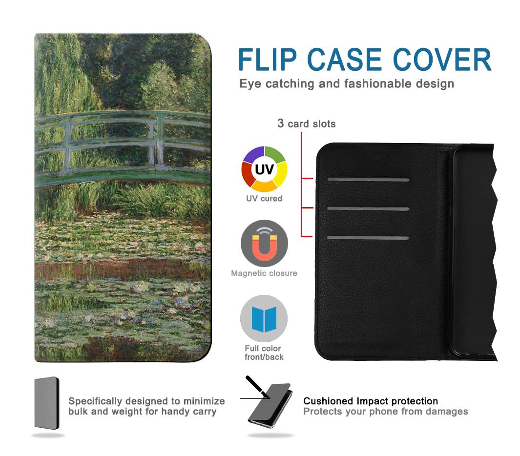 Flip case iPhone 7, 8, SE (2020), SE2 Claude Monet Footbridge and Water Lily Pool