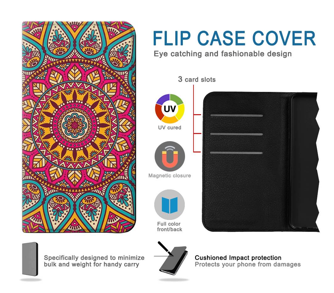 Flip case iPhone 7, 8, SE (2020), SE2 Hippie Art Pattern