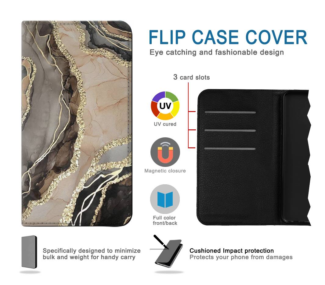 Flip case iPhone 7, 8, SE (2020), SE2 Marble Gold Graphic Printed