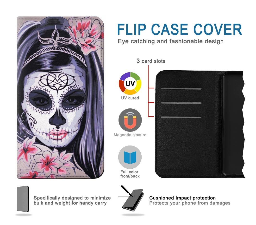 Flip case iPhone 7, 8, SE (2020), SE2 Sugar Skull Steam Punk Girl Gothic